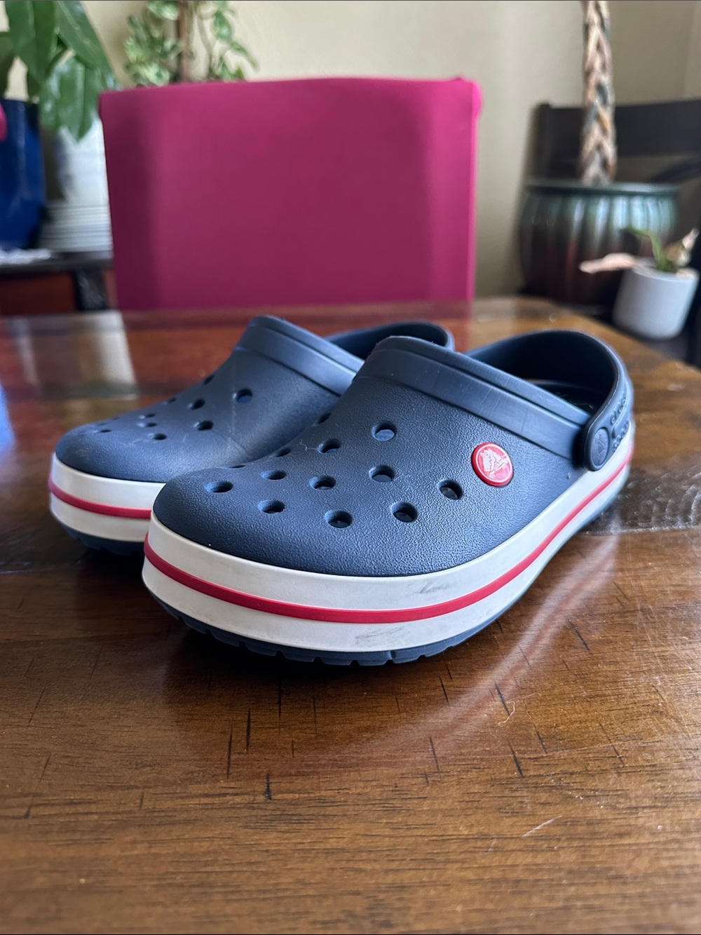 CROCS Kids Navy Clogs with Red Accent